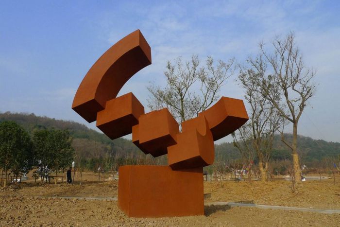 Sphere, Corten steel 2014, H4,5m, Wuhu Sculpture Park China