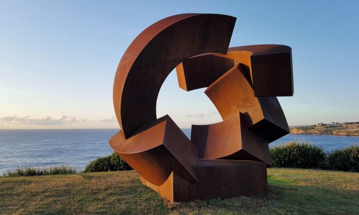 Dividded Planet 2015, Corten steel 2015, H3,7m, Sculpture by the Sea Bondi Australia, Major Prize 2015